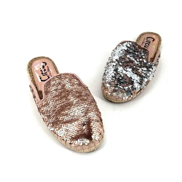 Circus Sam by Edelman Leeanne Sequin Multicolor Sparkle Slip On Espadrille Mule - Picture 1 of 5